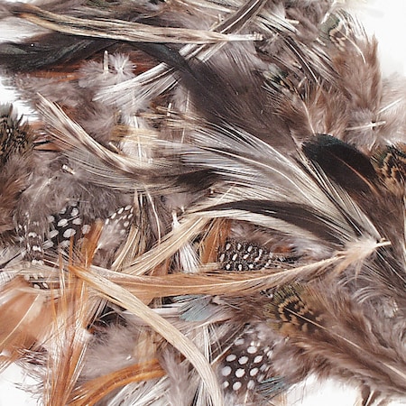 Natural Feathers, Natural Color, Assorted Sizes, 1/2 Oz. Pack, PK3